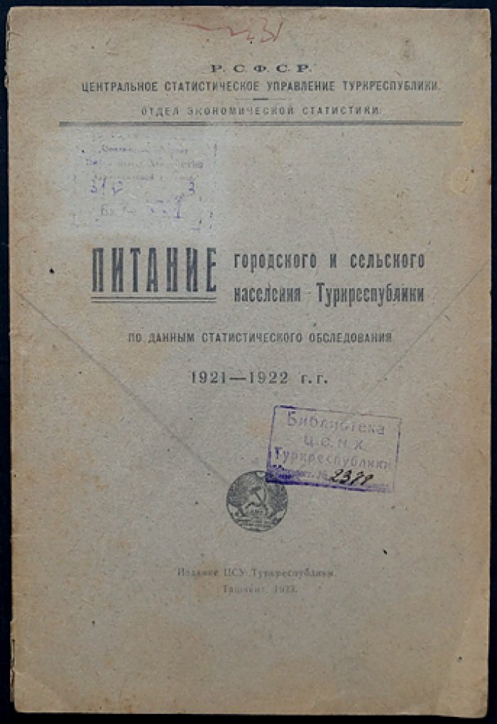 Питание городского и сельского населения Туркреспублики по данным статистического обследования (1921–1922 гг.)