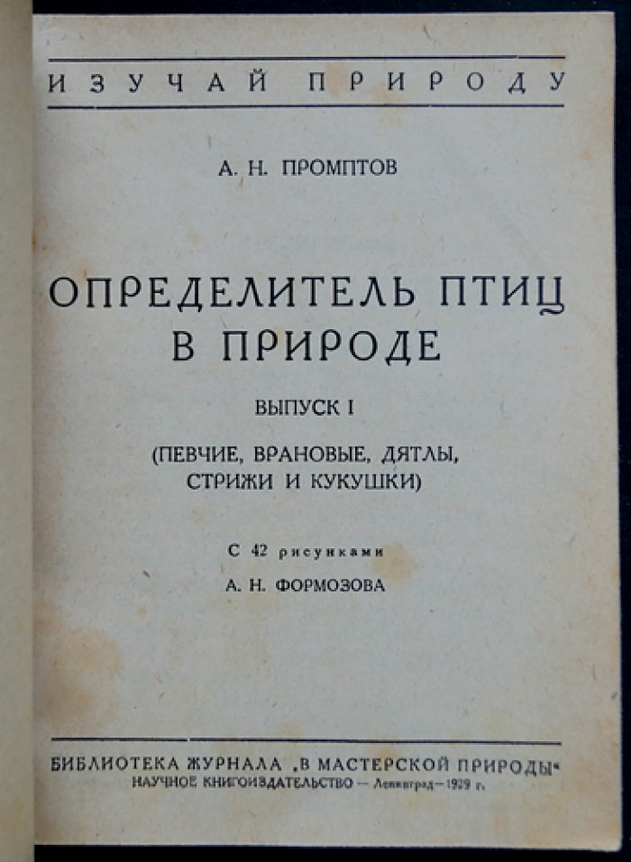 Определитель птиц в природе. Выпуск первый: певчие, врановые, дятлы, стрижи и кукушки