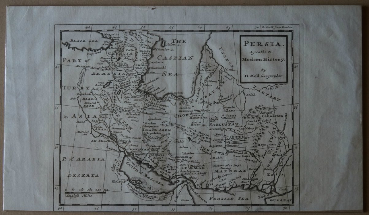Персия: карта по «Новой истории» (Географ H. Moll)