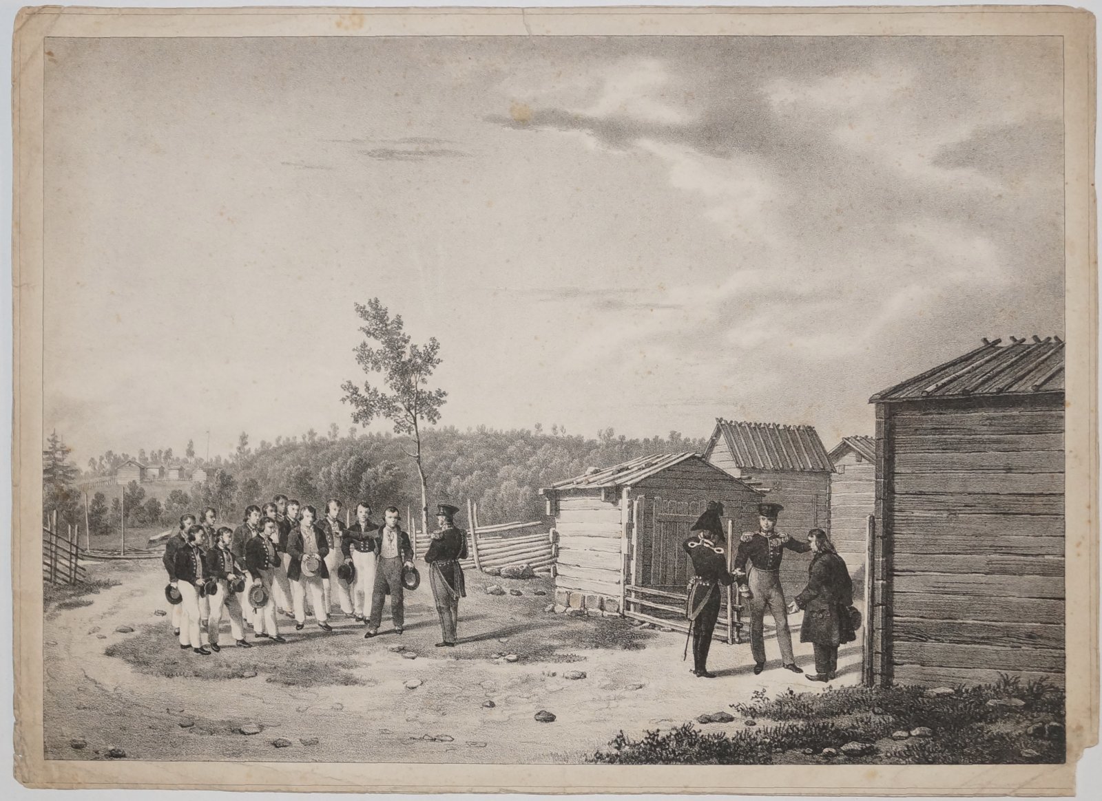Посещение Александром I финского города. Литография (1826)