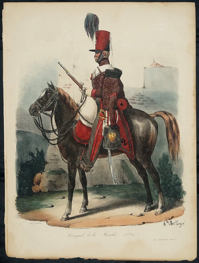 Гусар Мерта (2-й гусарский полк). Литография с акварельной раскраской (середина XIX века)