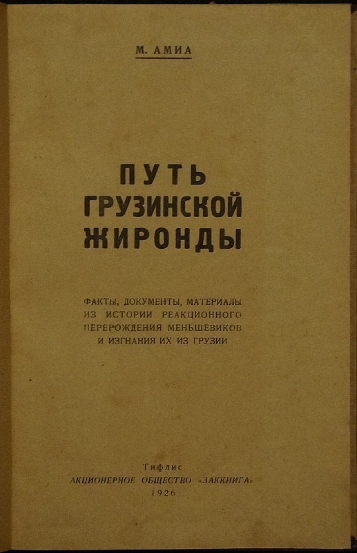 Путь грузинской «жиронды»: факты, документы и материалы к истории грузинских меньшевиков
