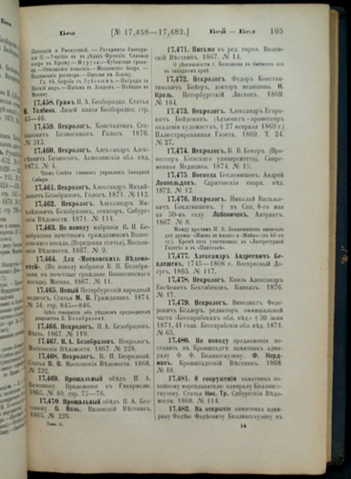 Русская историческая библиография (1865–1876 гг.). Том II. Биографические сведения, некрологи и списки русских и иностранных деятелей. Выпуск №10 037–26 249