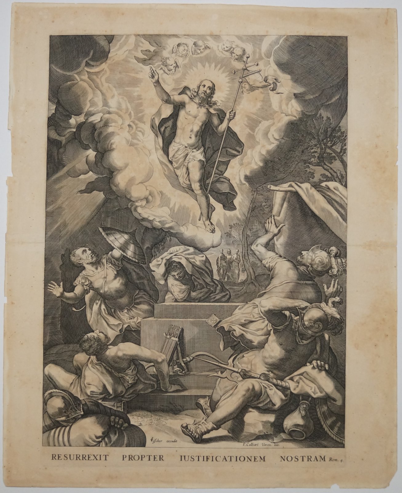Гравюра на меди (офорт) «Воскресший за наше искупление» — Resurrexit propter Iustificationem nostram, XVIII век