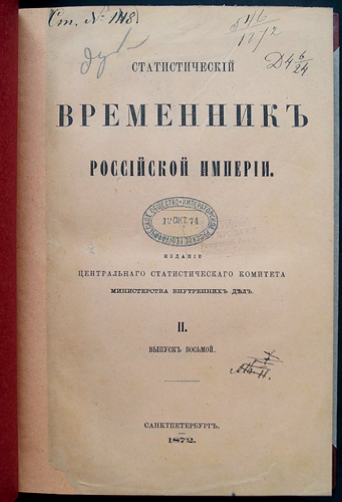 Движение населения в Российской Империи за 1867 год (статистические таблицы Центрального статистического комитета МВД)