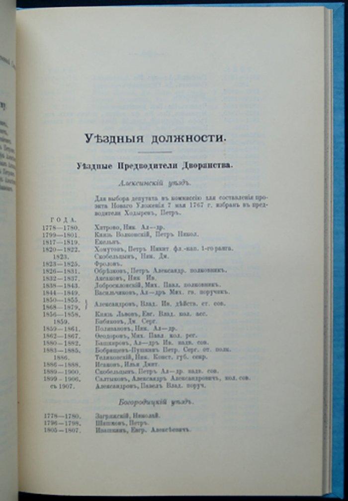 Дворянское сословие Тульской губернии. Том I (X): материалы к родословным, списки чиновников и выборных дворян