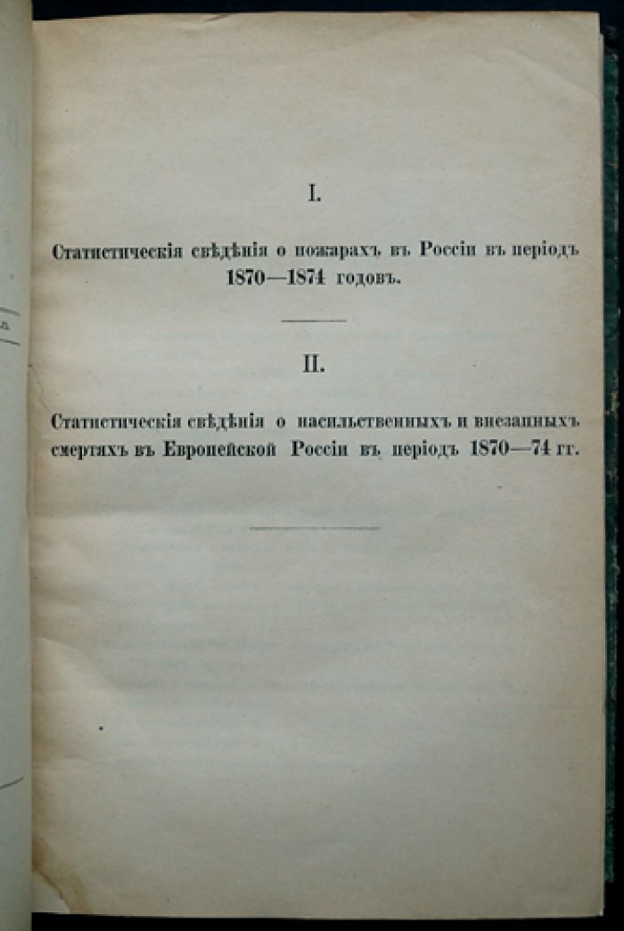Статистический временник Российской Империи. Серия II, выпуск 19: Пожары и насильственные (внезапные) смерти в Европейской России (1870–1874)