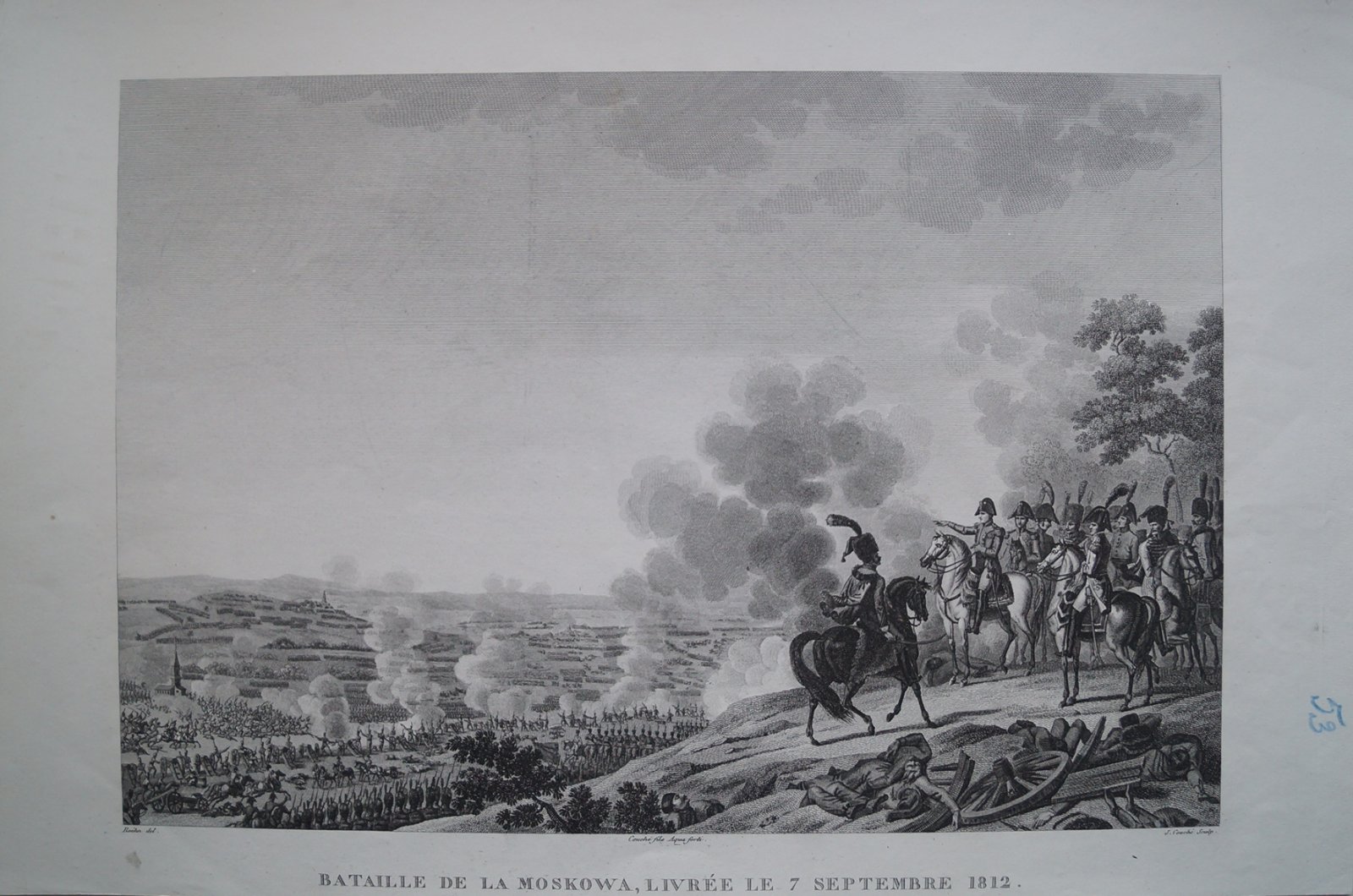 Наполеон на сражении при Бородино (акватинта). Дата выпуска: 7 сентября 1812. Художник Roehn, гравёр J. Couche