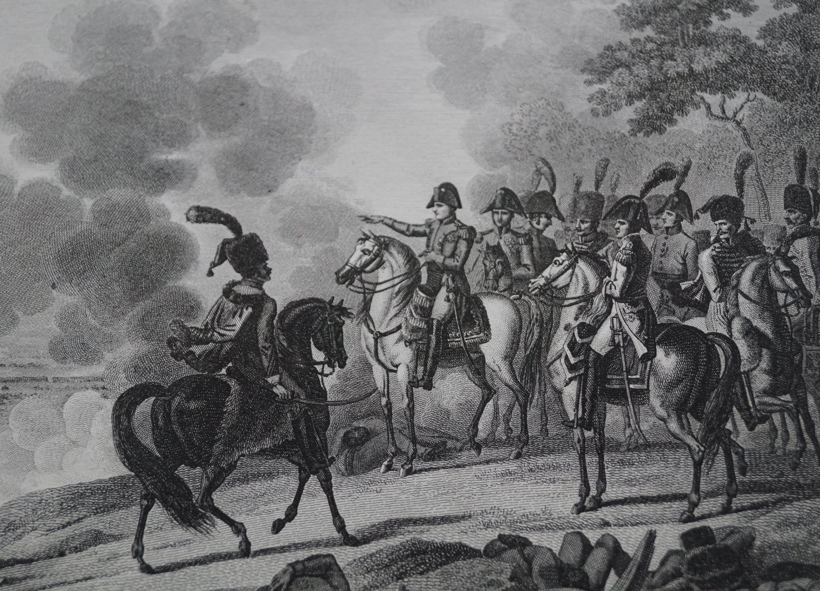 Наполеон на сражении при Бородино (акватинта). Дата выпуска: 7 сентября 1812. Художник Roehn, гравёр J. Couche
