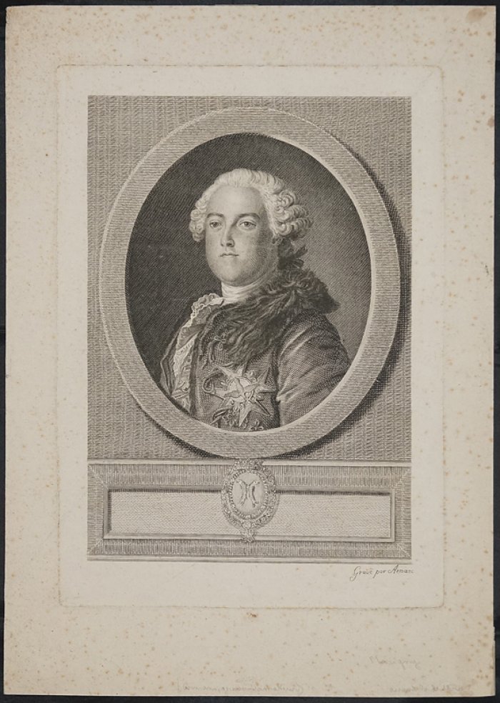 Портрет маркиза де Мариньи (1727–1781) — гравюра на меди, Франция, конец XVIII века