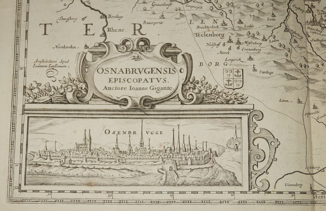 Оснабрюккское епископство (Osnabrugensis episcopatus) — гравюра на меди Иоанна Гигаса в атласе Виллема Янсзона Блау, Amsterdam, 1658