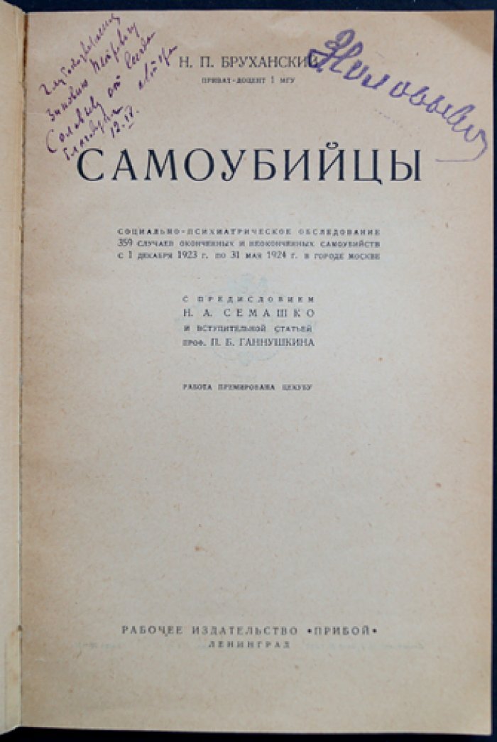 Самоубийцы. Социально-психиатрическое обследование случаев (Москва, 1923–1924)