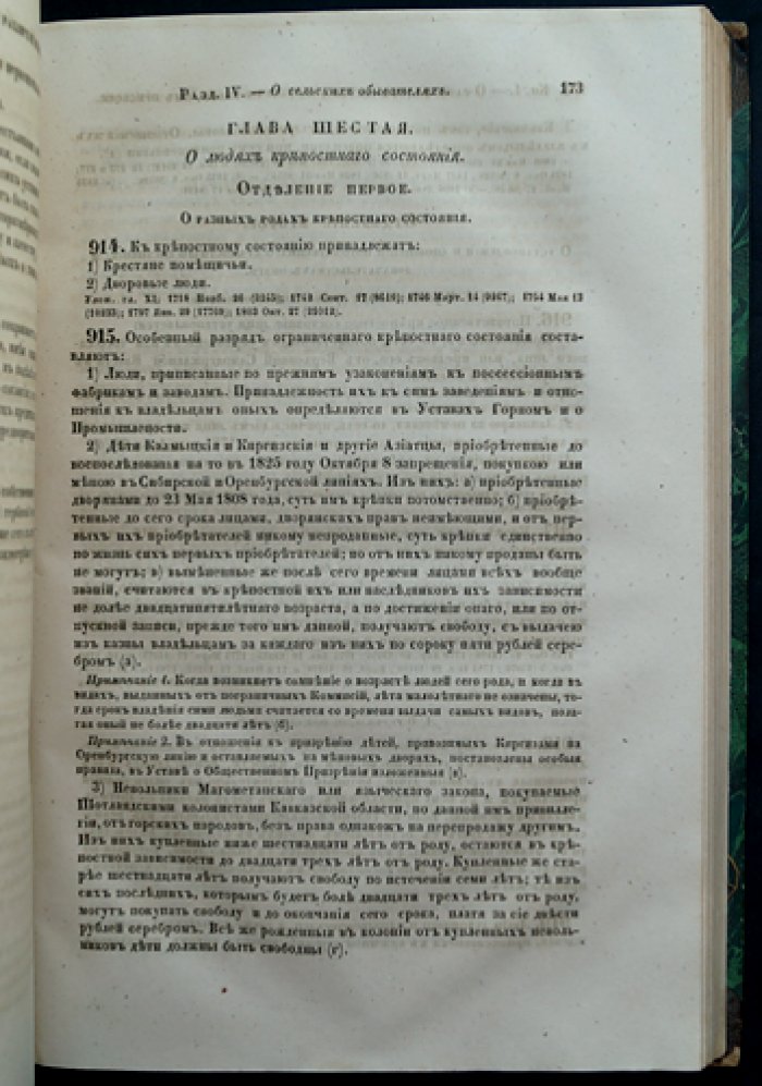 Свод законов Российской империи. Свод законов о состояниях (повеление императора Николая I), 1842 г.