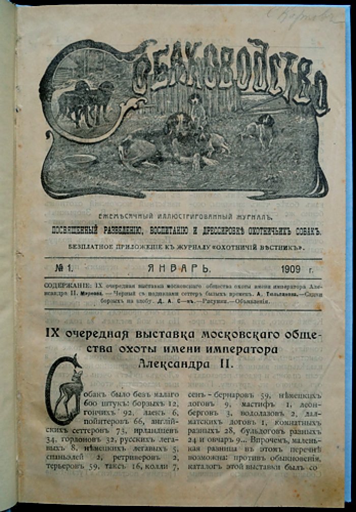 «Собаководство». Ежемесячный иллюстрированный журнал об охотничьих собаках (1909, № 1–12, годовой комплект)