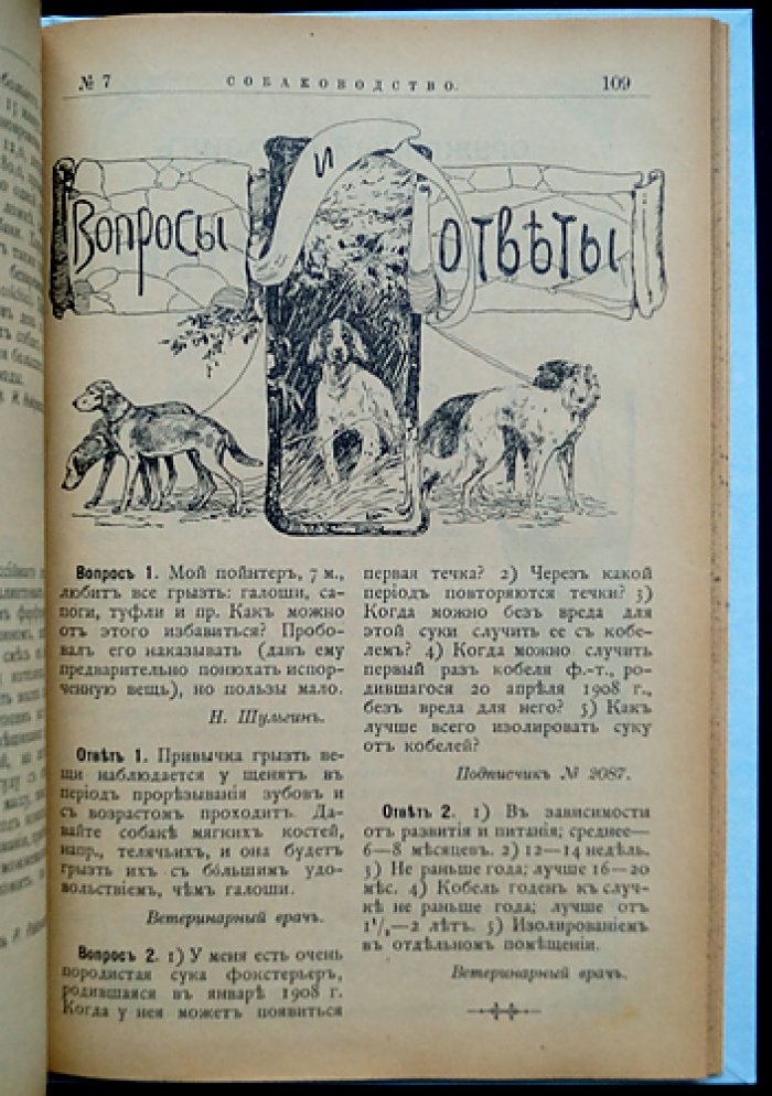 «Собаководство». Ежемесячный иллюстрированный журнал об охотничьих собаках (1909, № 1–12, годовой комплект)