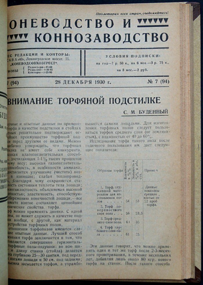 «Коневодство и коннозаводство» — журнал. Годовой комплект 1930 г. (№ 78–87, 1(88)–7(94))