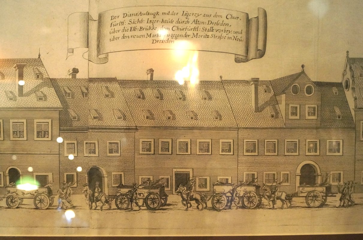 Редкая гравюра на меди «Панорама Дрездена» (XVIII век, ок. 1700–1800) в художественной раме