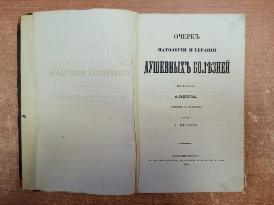 Очерк патологии и терапии душевных болезней (медицинская монография, перевод с немецкого)