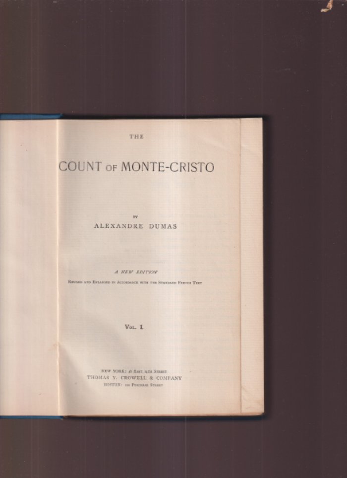 Александр Дюма. «Граф Монте-Кристо». Том I–II (издание 1894, Нью‑Йорк, Thomas Y. Crowell & Company)
