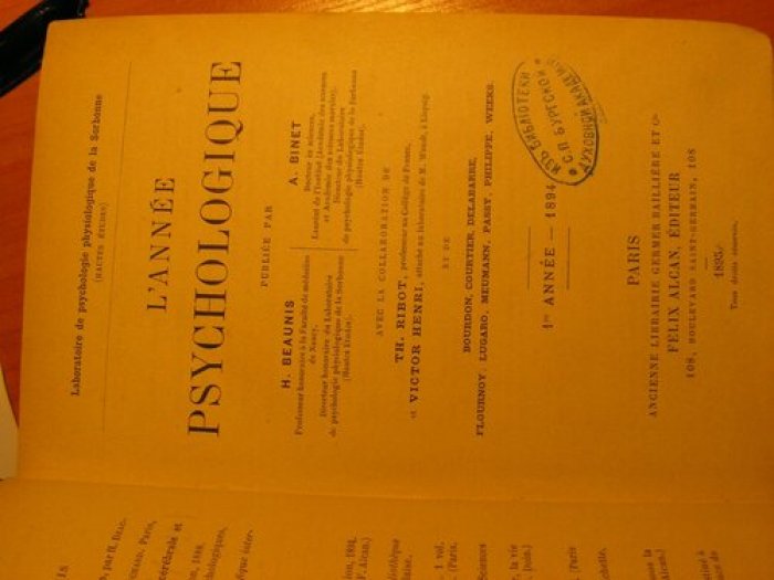 L’Année Psychologique (Психологический ежегодник). 1-й выпуск за 1894 год (1ère année 1894). Paris: Ancienne librarie Germer Baillière et Cie, 1895. 619 с.