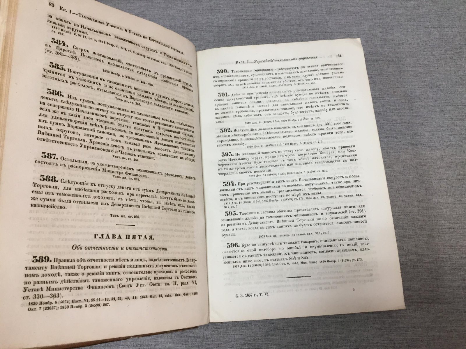 Таможенные уставы Российской Империи (свод законов), 1857 год. Том VI