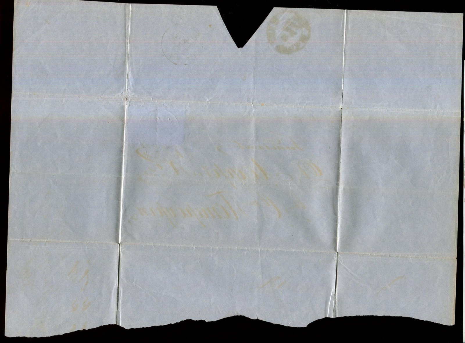 Почтовый конверт Архангельск — Санкт‑Петербург (1865), франкировка марками Загорский № 5 и № 6, погашение 12 июня 1865