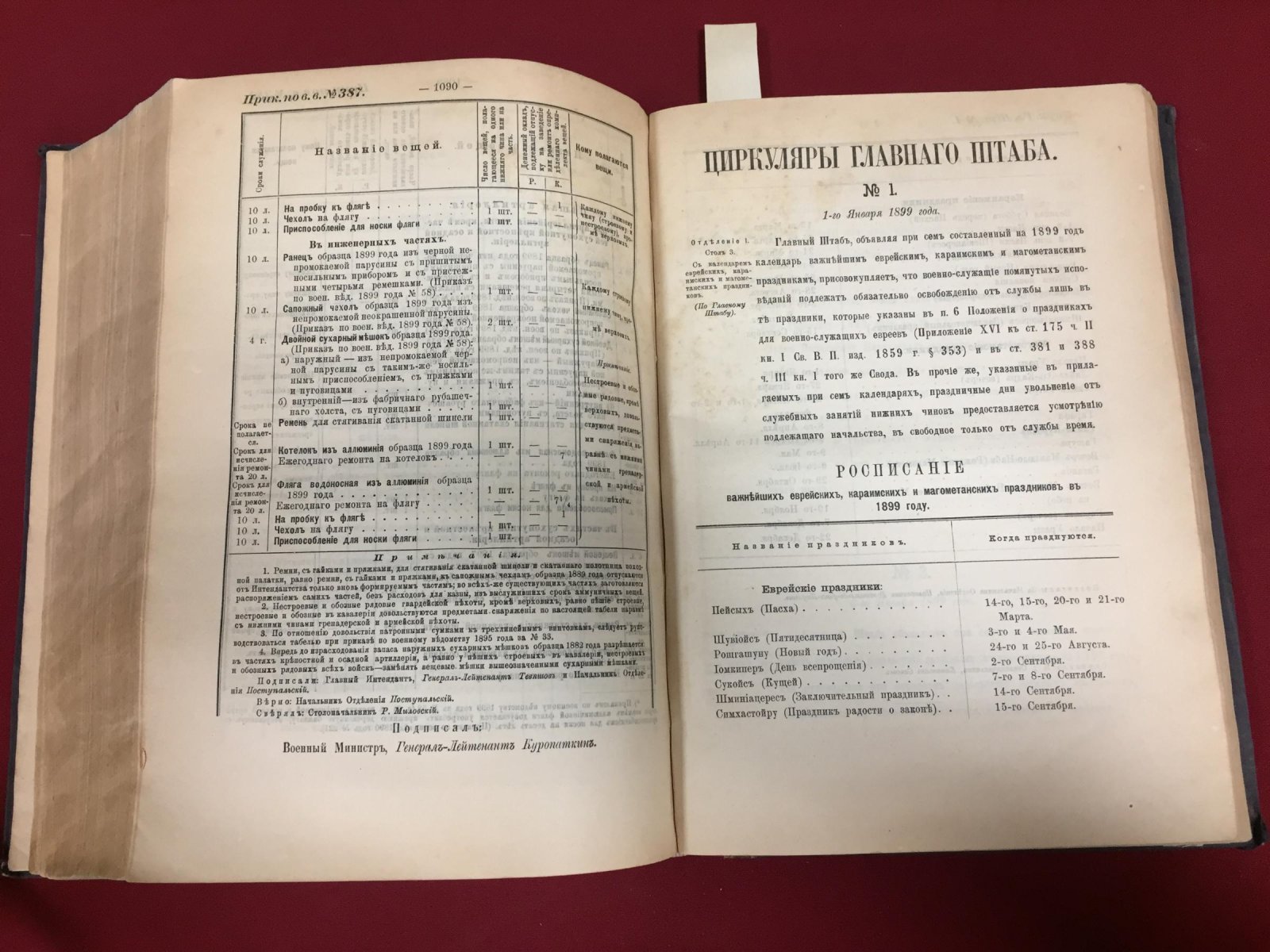 Приказы по Военному ведомству № 1 - 387 за 1899 г. Циркуляры Главного Штаба № 1 - 286