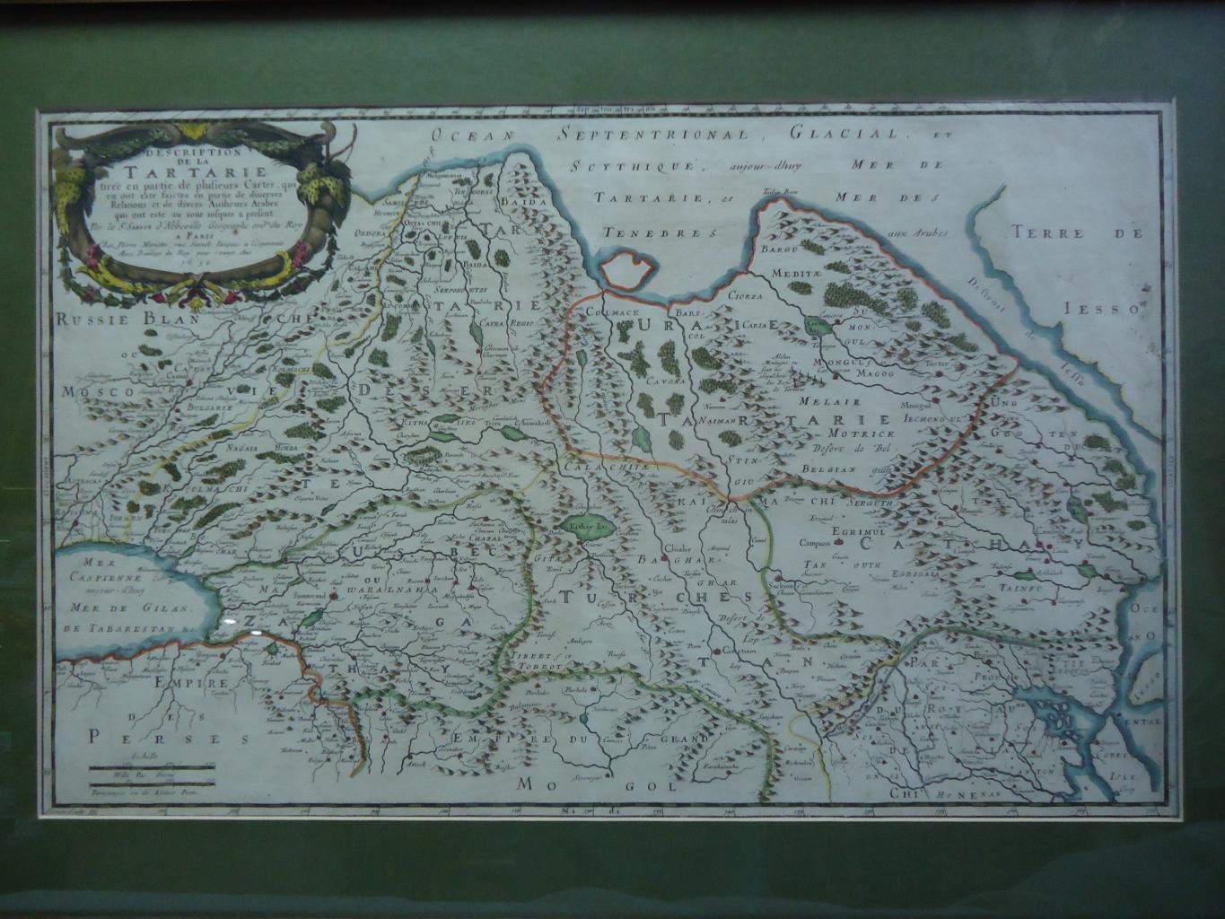 Гравюра «Карта Тартарии (Сибири)» — издание 1654 года, Париж, раскрашенная акварелью