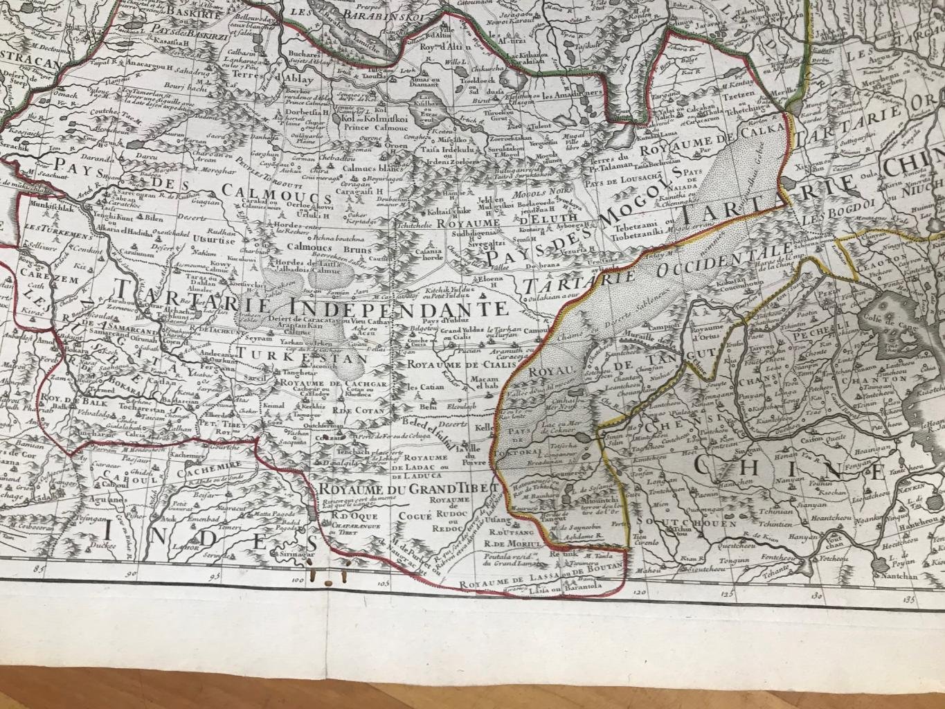 Гравюра «Карта Тартарии (Сибири)» — издание 1654 года, Париж, раскрашенная акварелью