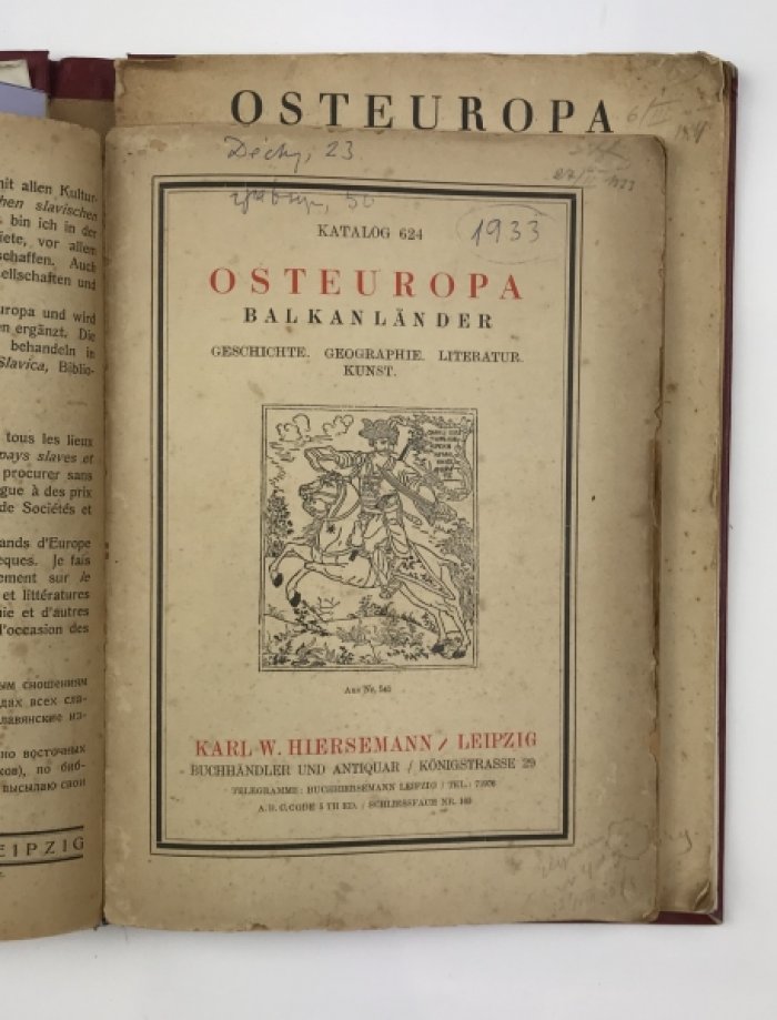 Конволют из 6 немецких антикварных книготорговых каталогов по русским и восточноевропейским изданиям (1920–1930-е)