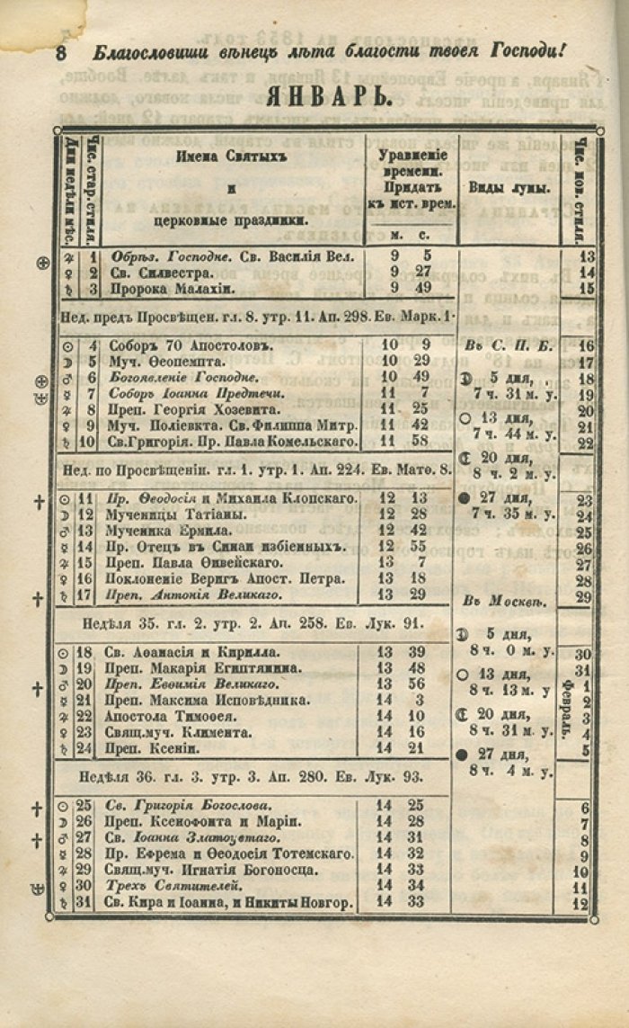 Месяцеслов на 1853 год: церковные, астрономические, статистические и исторические сведения