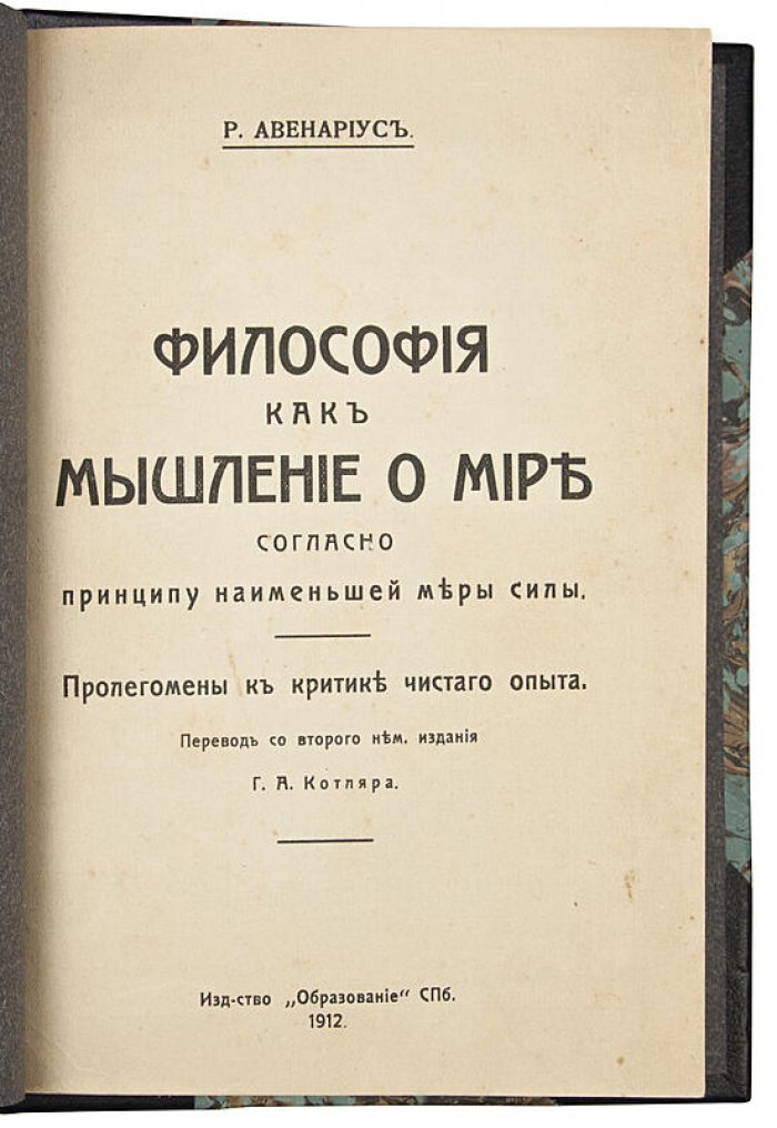 Р. Авенариус. «Философия как мышление о мире» — антикварное издание 1913 г.